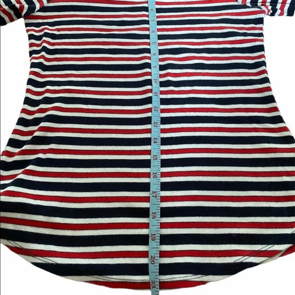 KAREN KANE Off Shoulder Red White  Blue Striped Contouring Normcore Top S - Picture 7 of 10